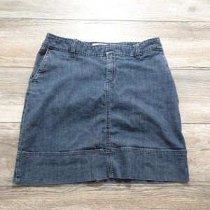 Merona Womens Size 6 Denim Stretch Skirt 18" Long Casual 32" Relaxed 3" Hem